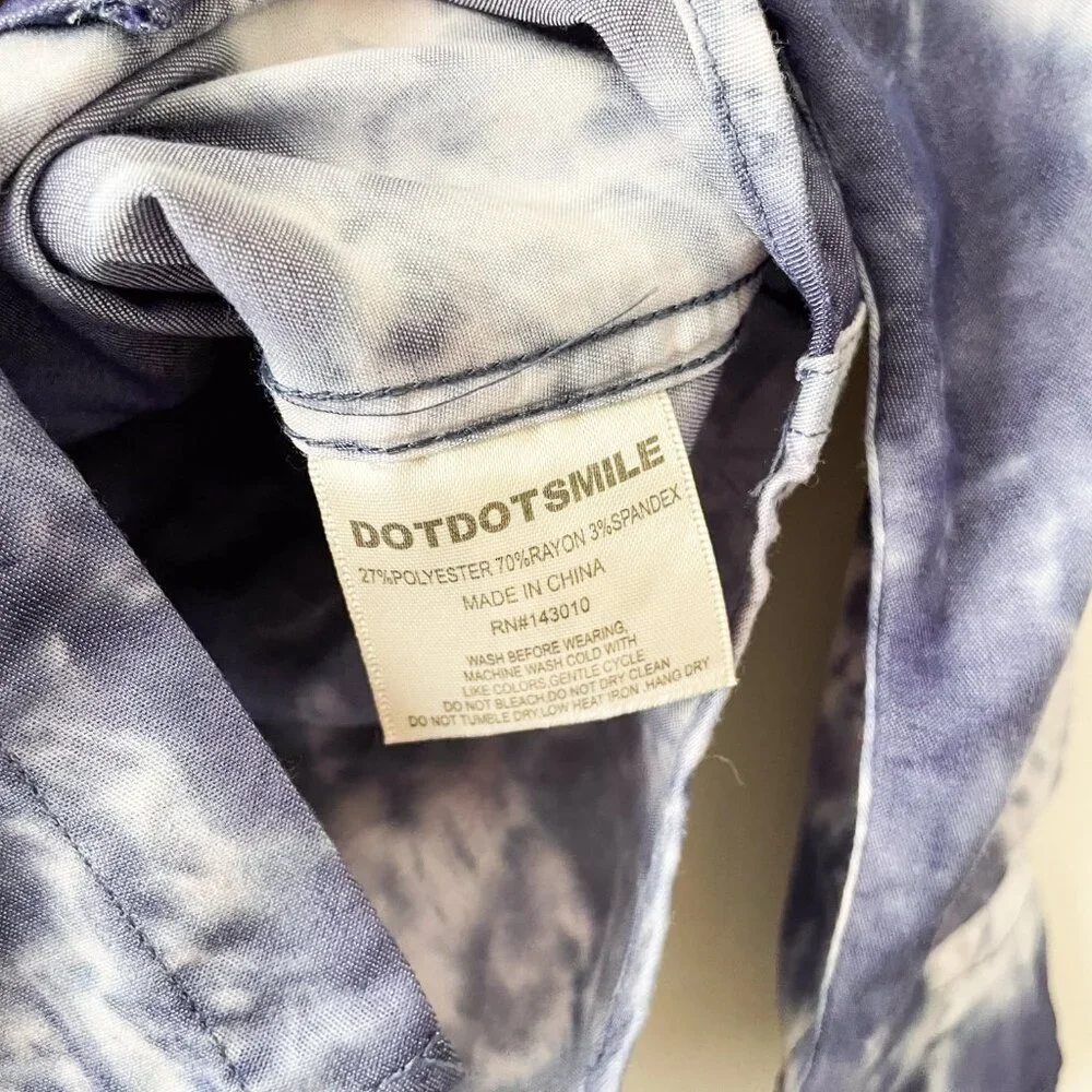 Limited Edition Dot Dot Smile 2T Boys Collection Indigo Dye Long Sleeve Buttonup